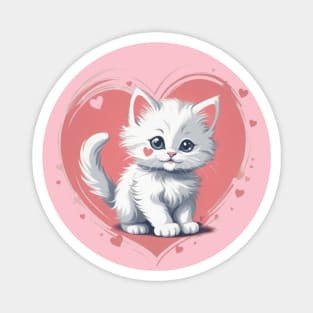 Cute kitten with heart Magnet